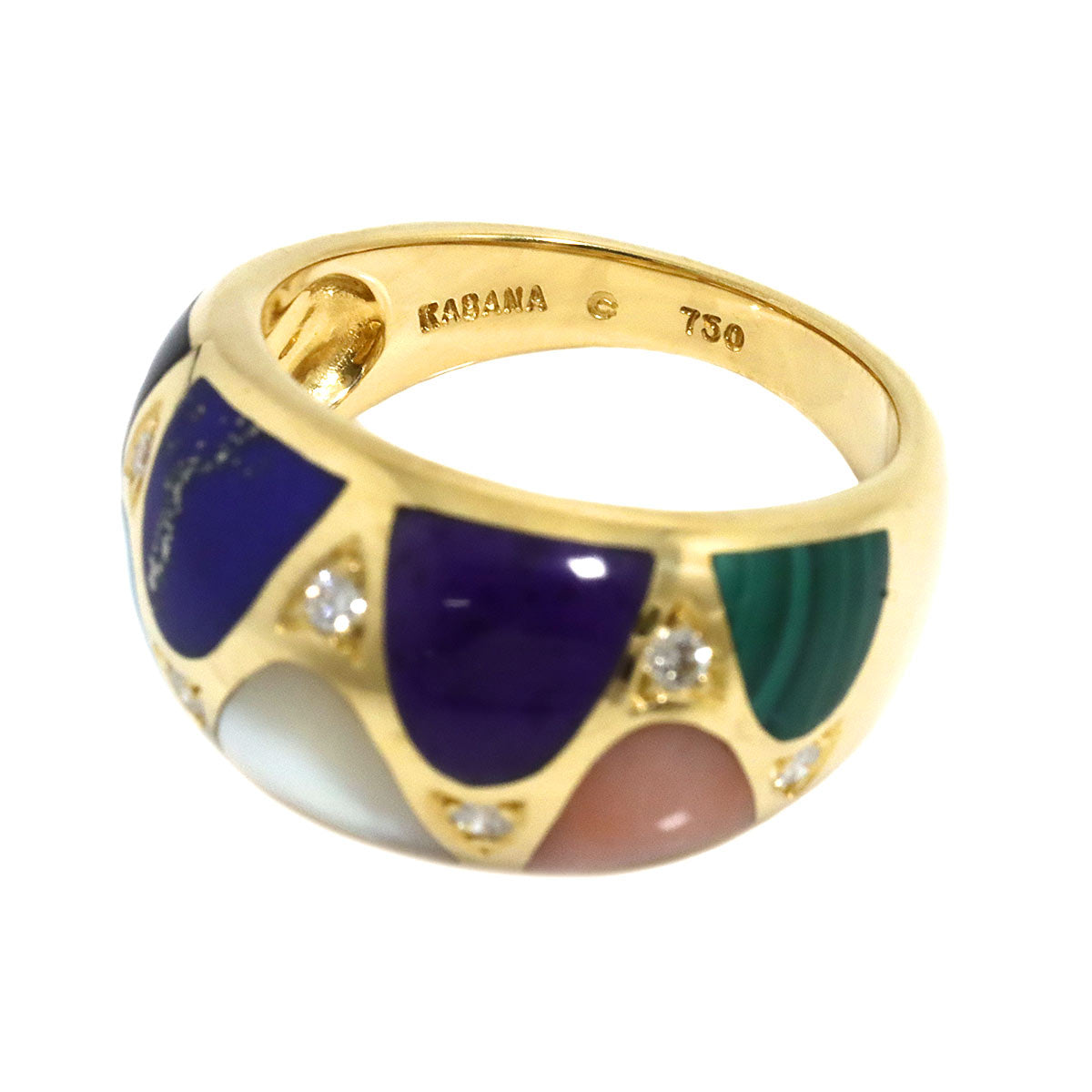 Multi Stone Diamond Ring 18K Yellow Gold 750 size6.75(US)