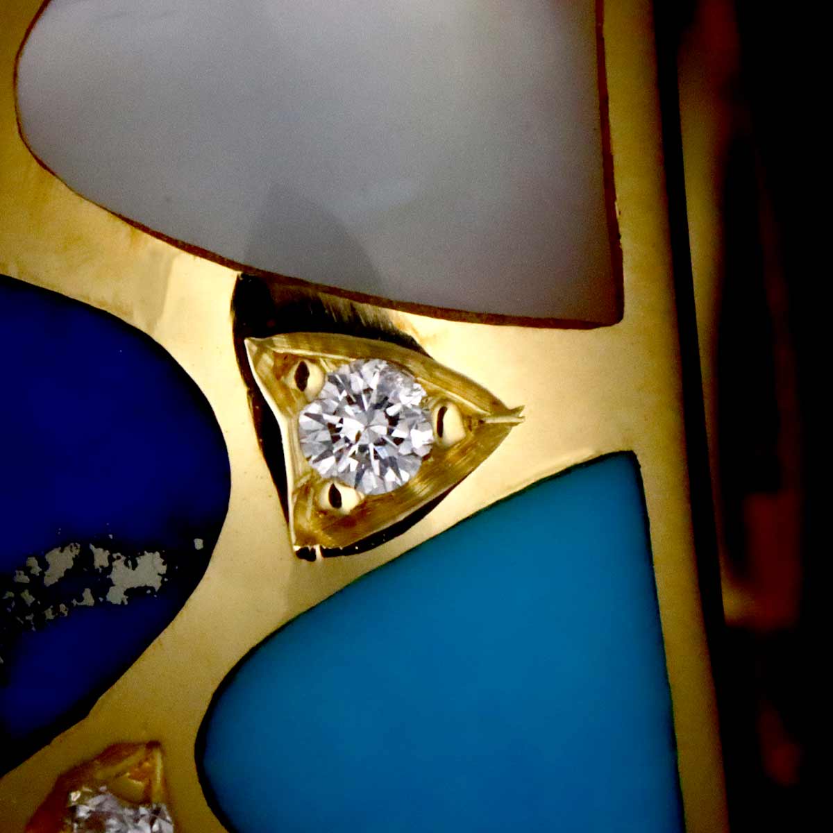 Multi Stone Diamond Ring 18K Yellow Gold 750 size6.75(US)