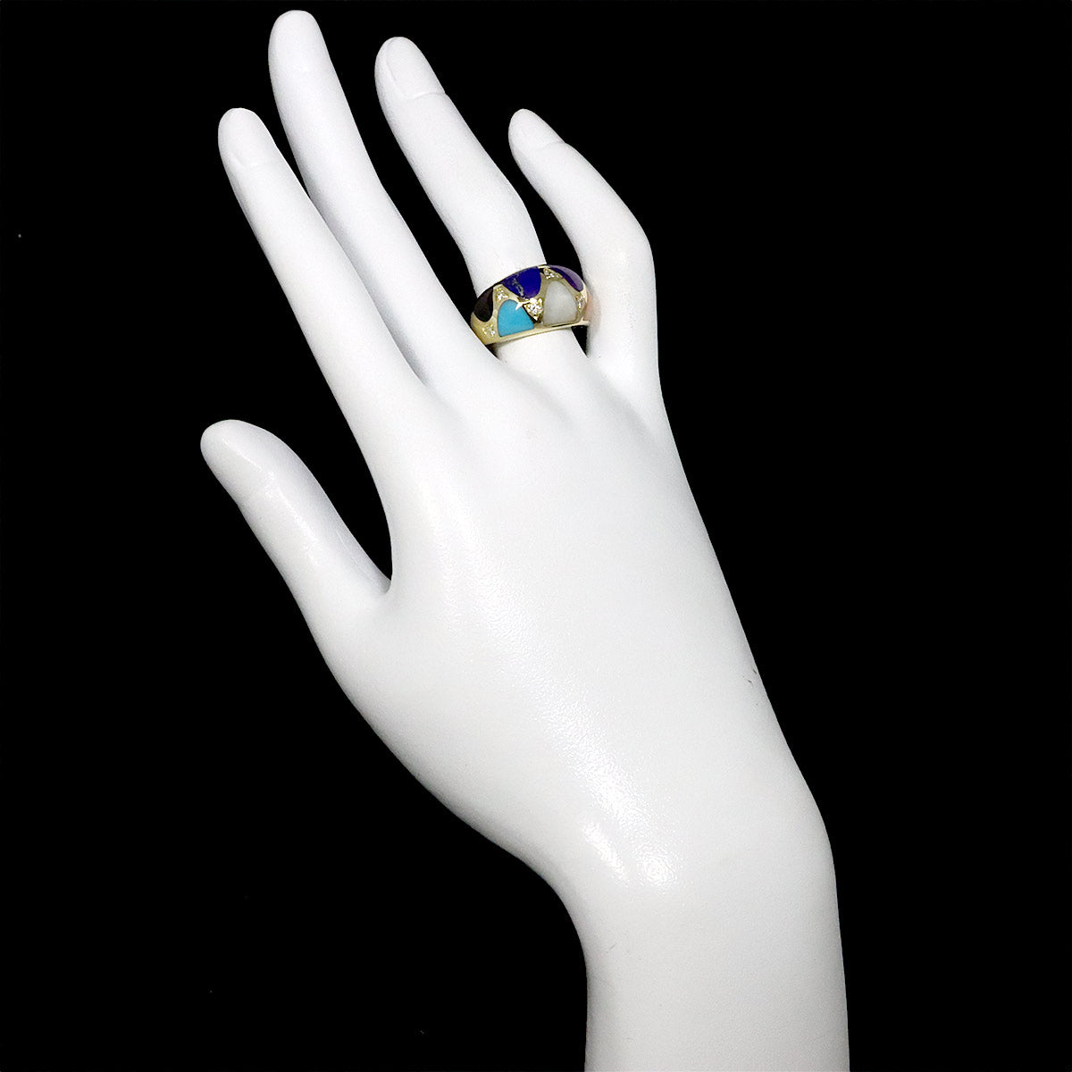Multi Stone Diamond Ring 18K Yellow Gold 750 size6.75(US)