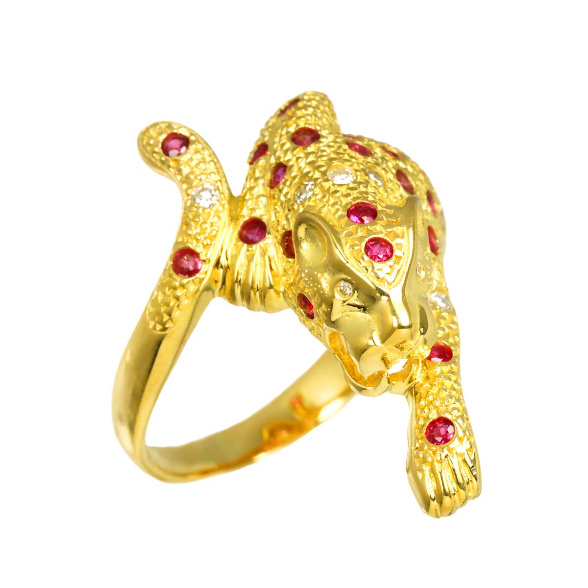 Ruby Diamond 0.10ct Ring 18K YG Yellow Gold 750 size6-6.25(US)