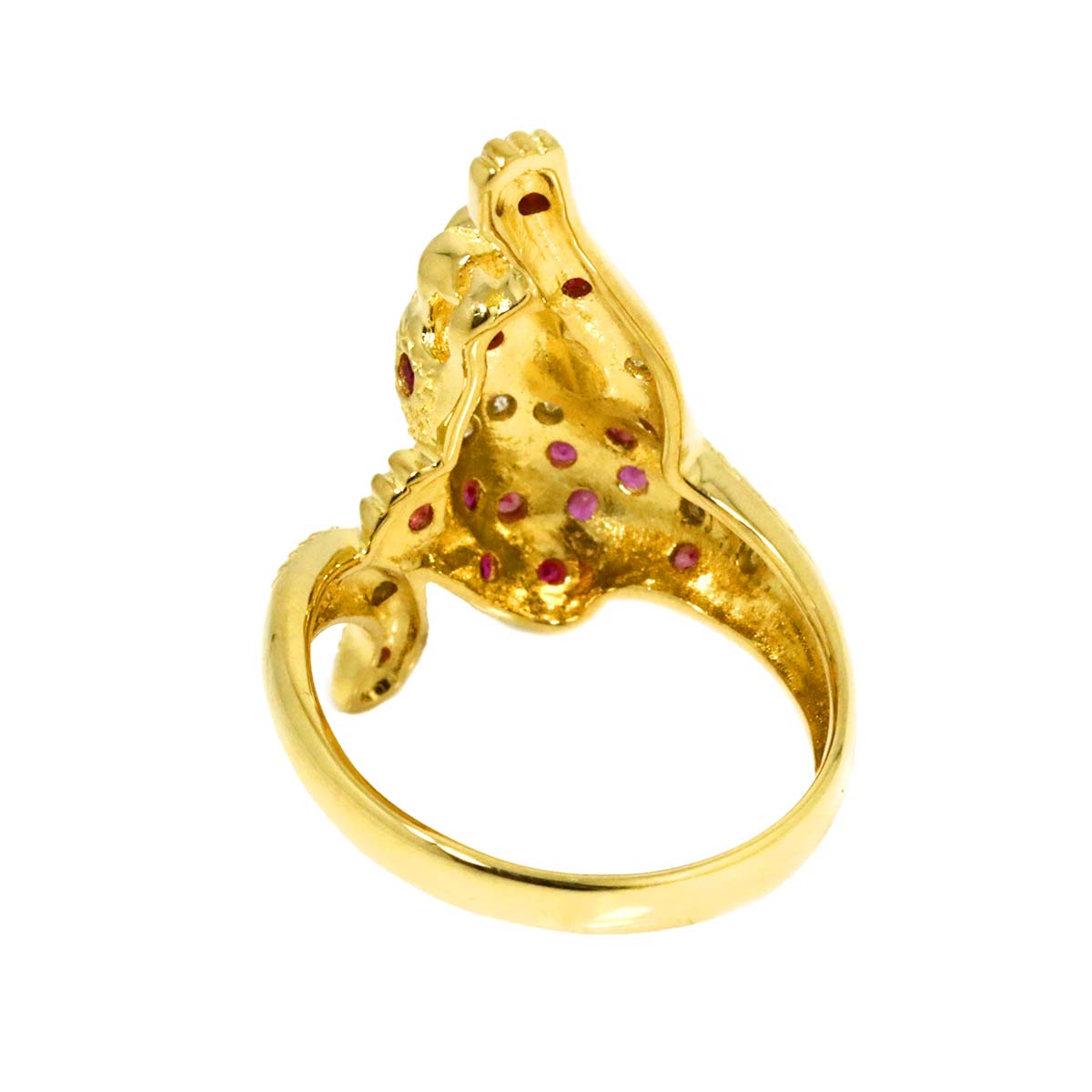 Ruby Diamond 0.10ct Ring 18K YG Yellow Gold 750 size6-6.25(US)