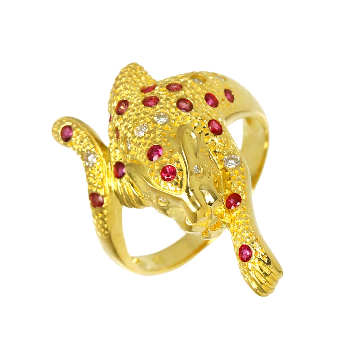 Ruby Diamond 0.10ct Ring 18K YG Yellow Gold 750 size6-6.25(US)
