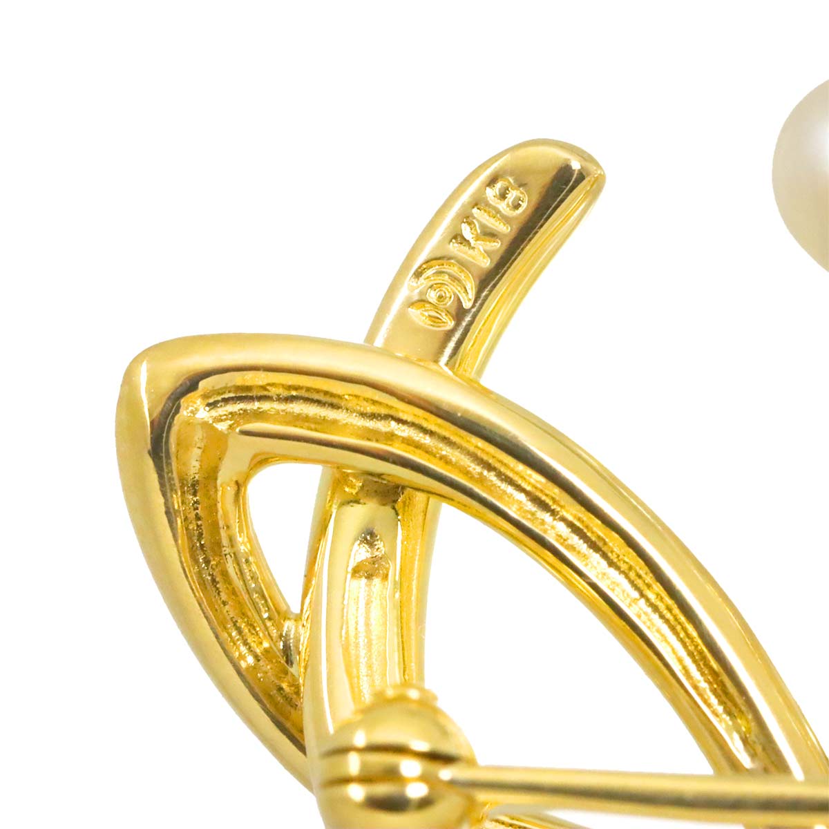 Freshwater cultured pearl Diamond 0.04ct Brooch 18K YG 750