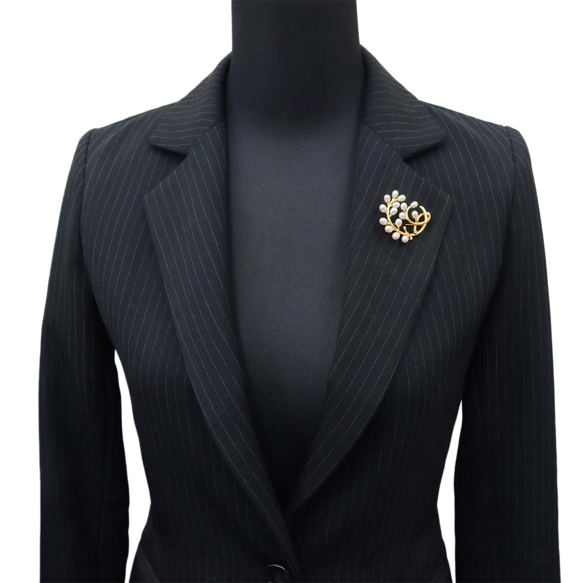 Freshwater cultured pearl Diamond 0.04ct Brooch 18K YG 750