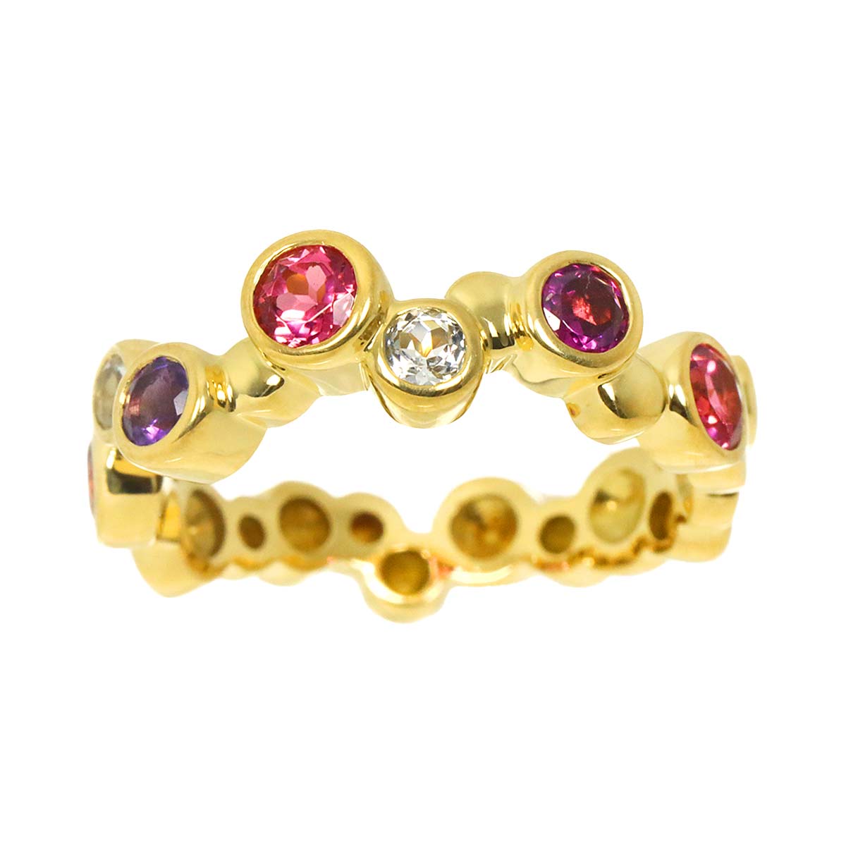 Tourmaline Amethyst Topaz 0.85ct Ring 18K YG Size6(US)