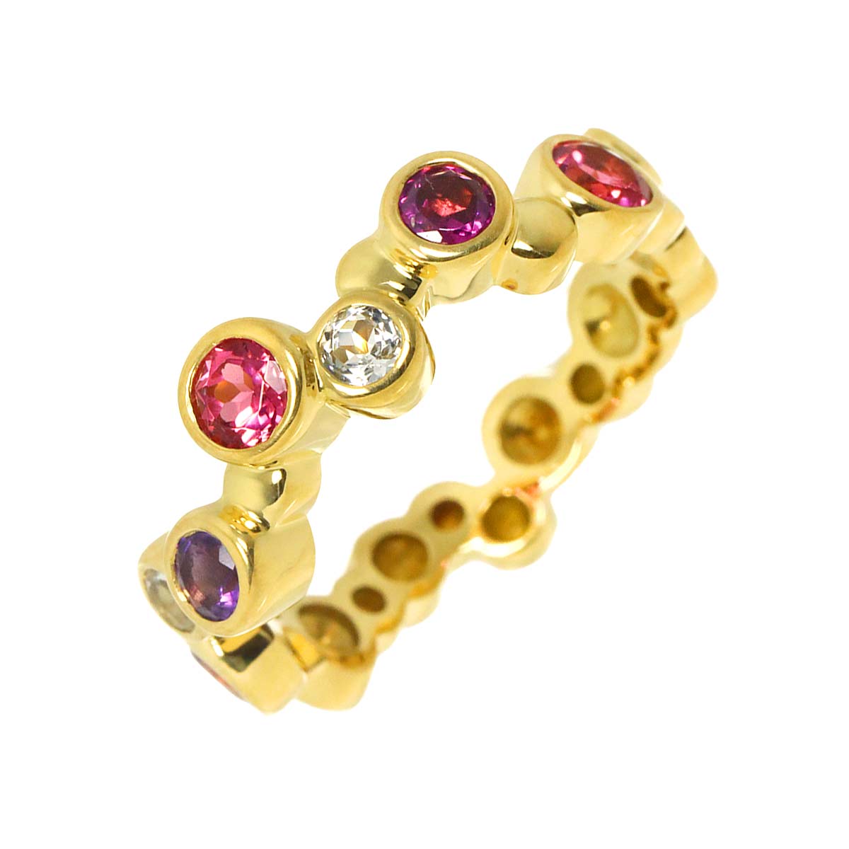 Tourmaline Amethyst Topaz 0.85ct Ring 18K YG Size6(US)