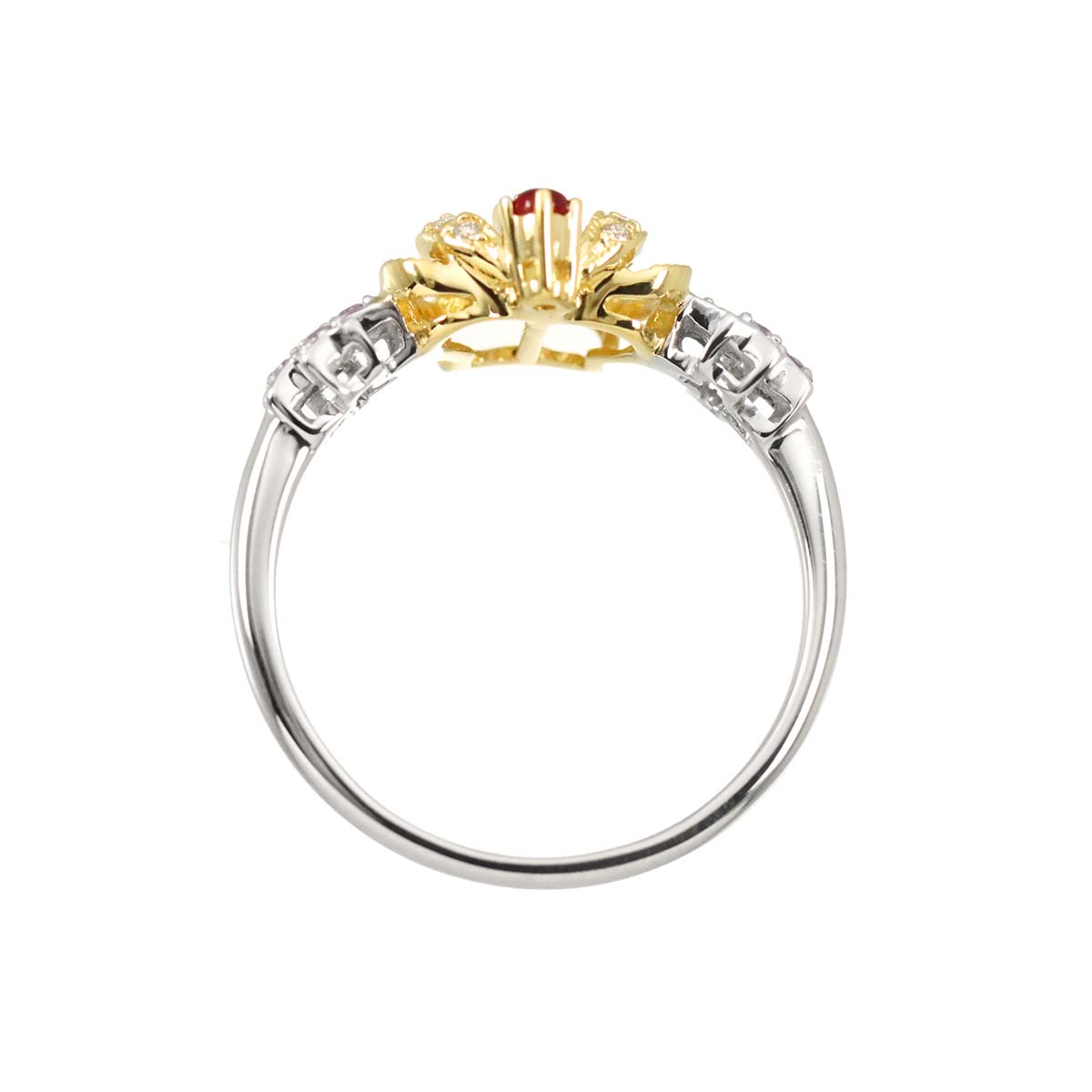 Diamond Sapphire Ruby Ring 18K YG WG size8.25(US)