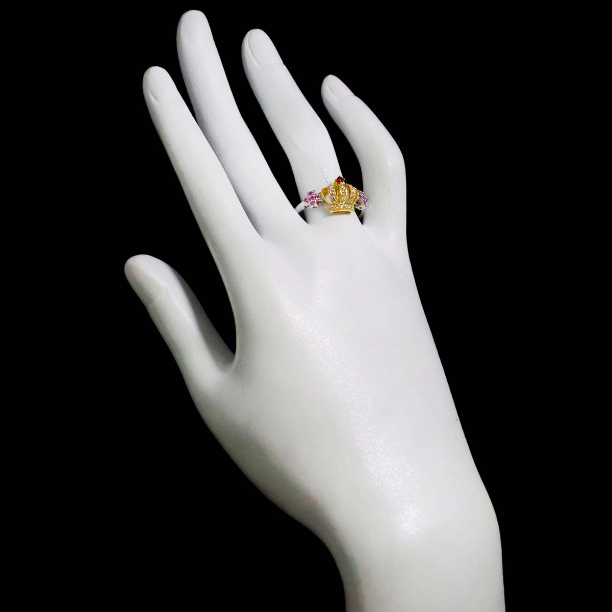 Diamond Sapphire Ruby Ring 18K YG WG size8.25(US)