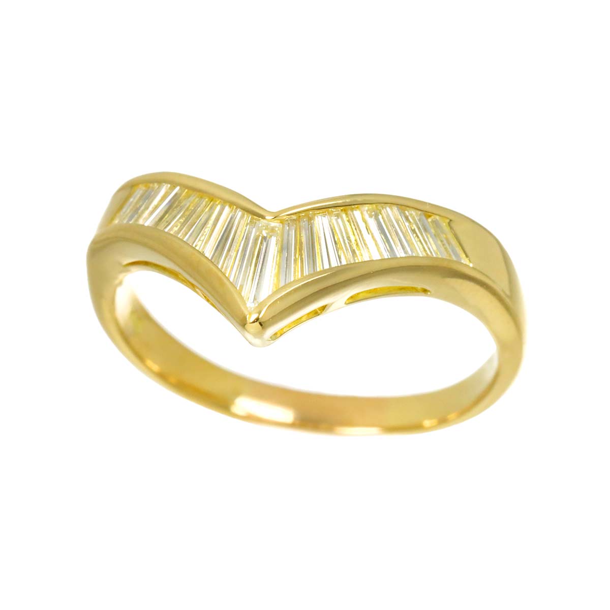 Diamond 0.51ct Ring 18K YG Yellow Gold 750 Size7.5(US)