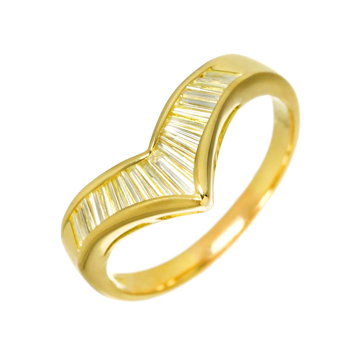 Diamond 0.51ct Ring 18K YG Yellow Gold 750 Size7.5(US)