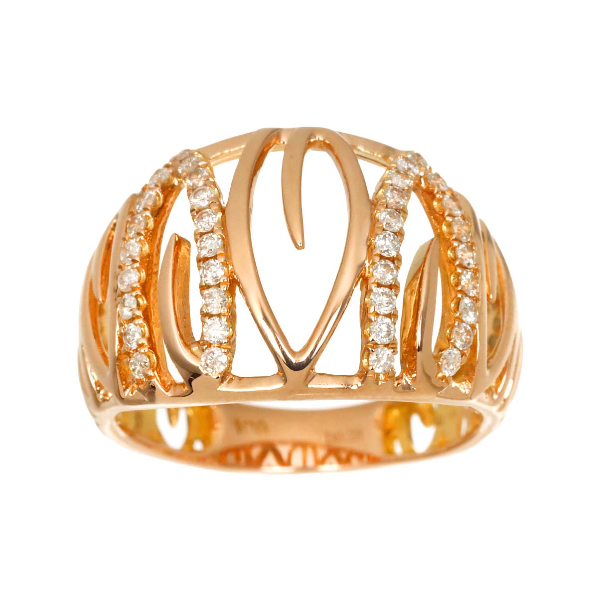 Diamond 0.28ct Ring 18K PG Pink Gold 750 Size5.25-5.5(US)