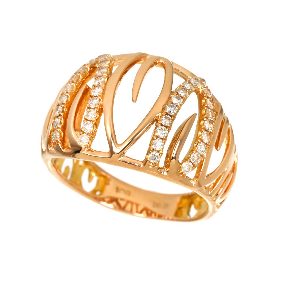 Diamond 0.28ct Ring 18K PG Pink Gold 750 Size5.25-5.5(US)