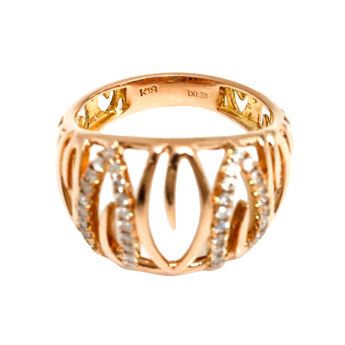 Diamond 0.28ct Ring 18K PG Pink Gold 750 Size5.25-5.5(US)