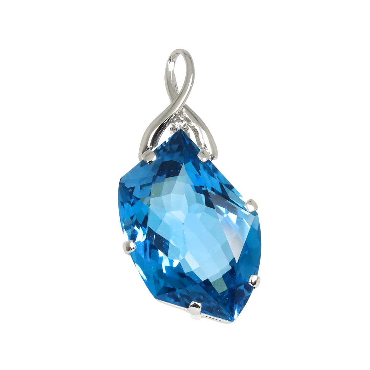 Topaz 36.37ct Diamond 0.04ct Pendant Top 18K K18 WG White Gold 750