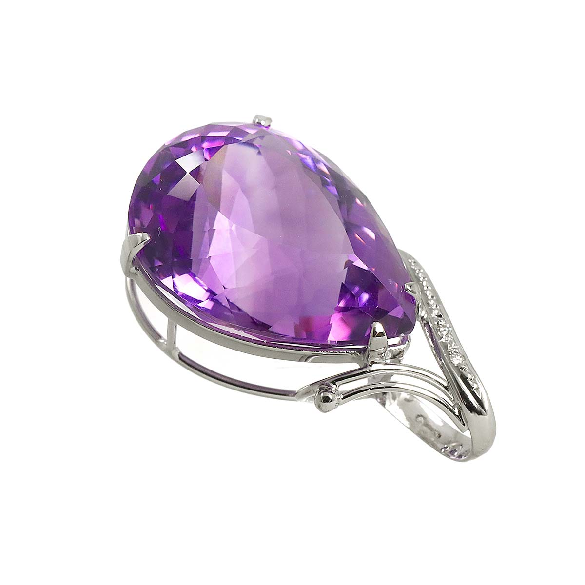 Amethyst 28.00ct Diamond 0.02ct Pendant Top 18K K18 WG White Gold 750