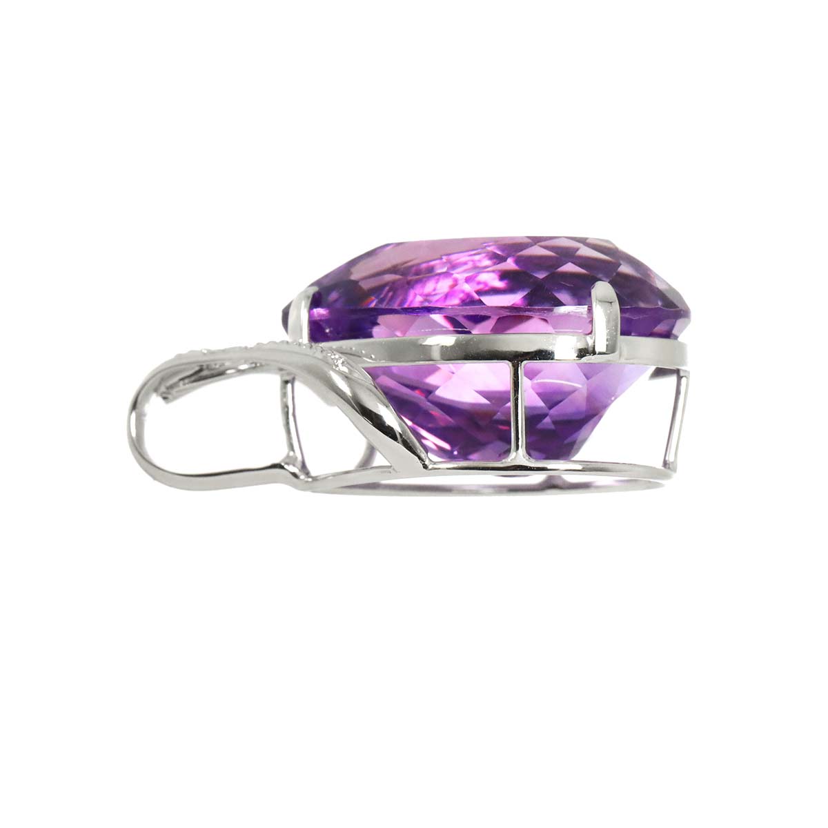 Amethyst 28.00ct Diamond 0.02ct Pendant Top 18K K18 WG White Gold 750