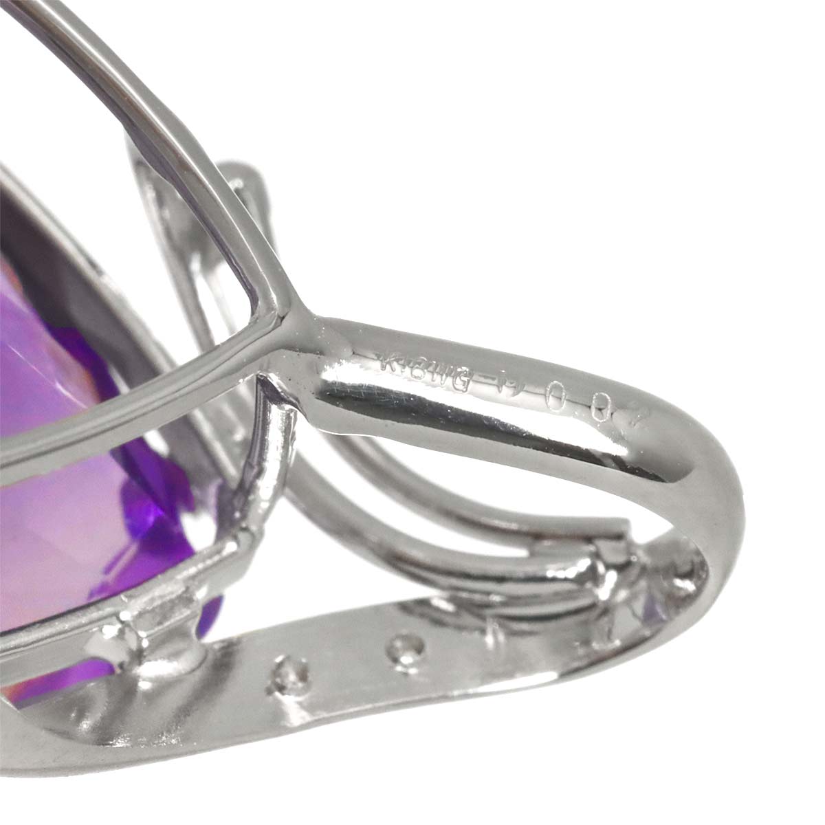 Amethyst 28.00ct Diamond 0.02ct Pendant Top 18K K18 WG White Gold 750