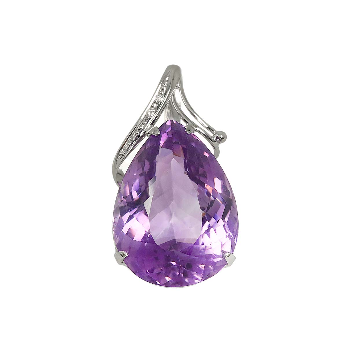 Amethyst 28.00ct Diamond 0.02ct Pendant Top 18K K18 WG White Gold 750