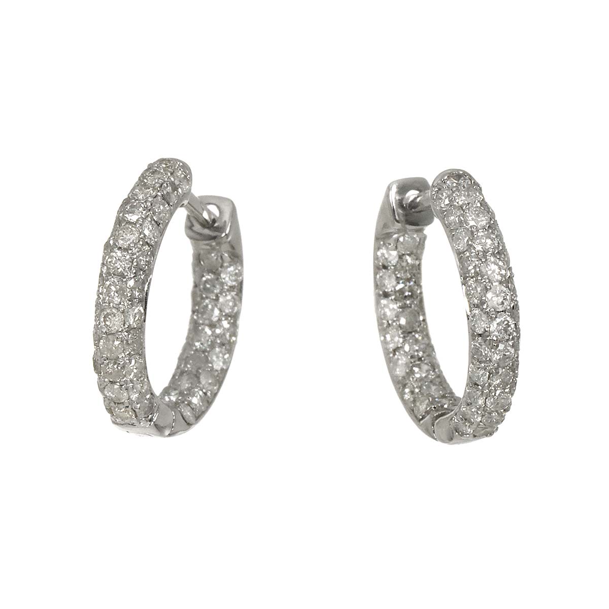 Diamond 0.50ct/0.50ct Earrings Pierced 18K WG White Gold 750