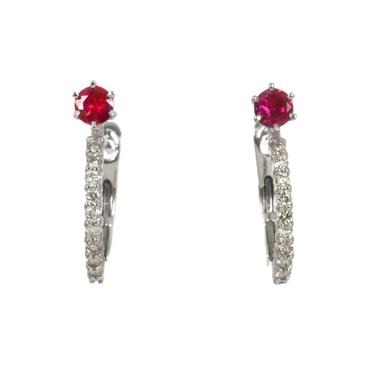 Ruby 0.13ct/0.13ct Diamond 0.08ct/0.08ct Earrings Pierced 18K WG