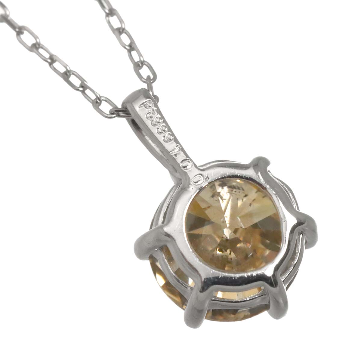 Brown Diamond 1.00ct Necklace Pt Platinum K18 18K WG 750
