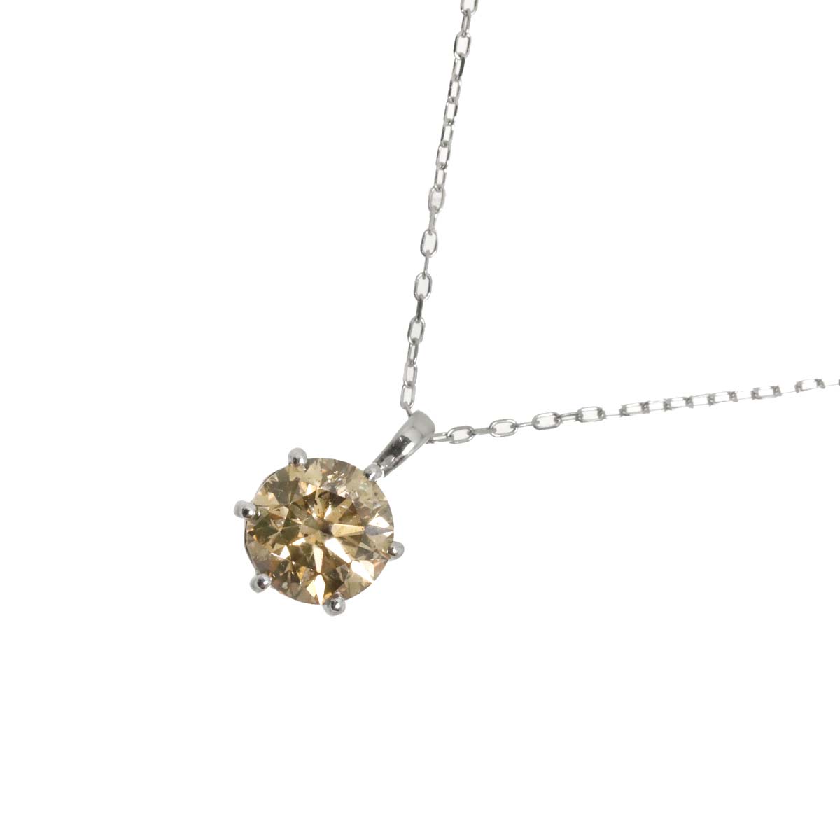 Brown Diamond 1.00ct Necklace Pt Platinum K18 18K WG 750