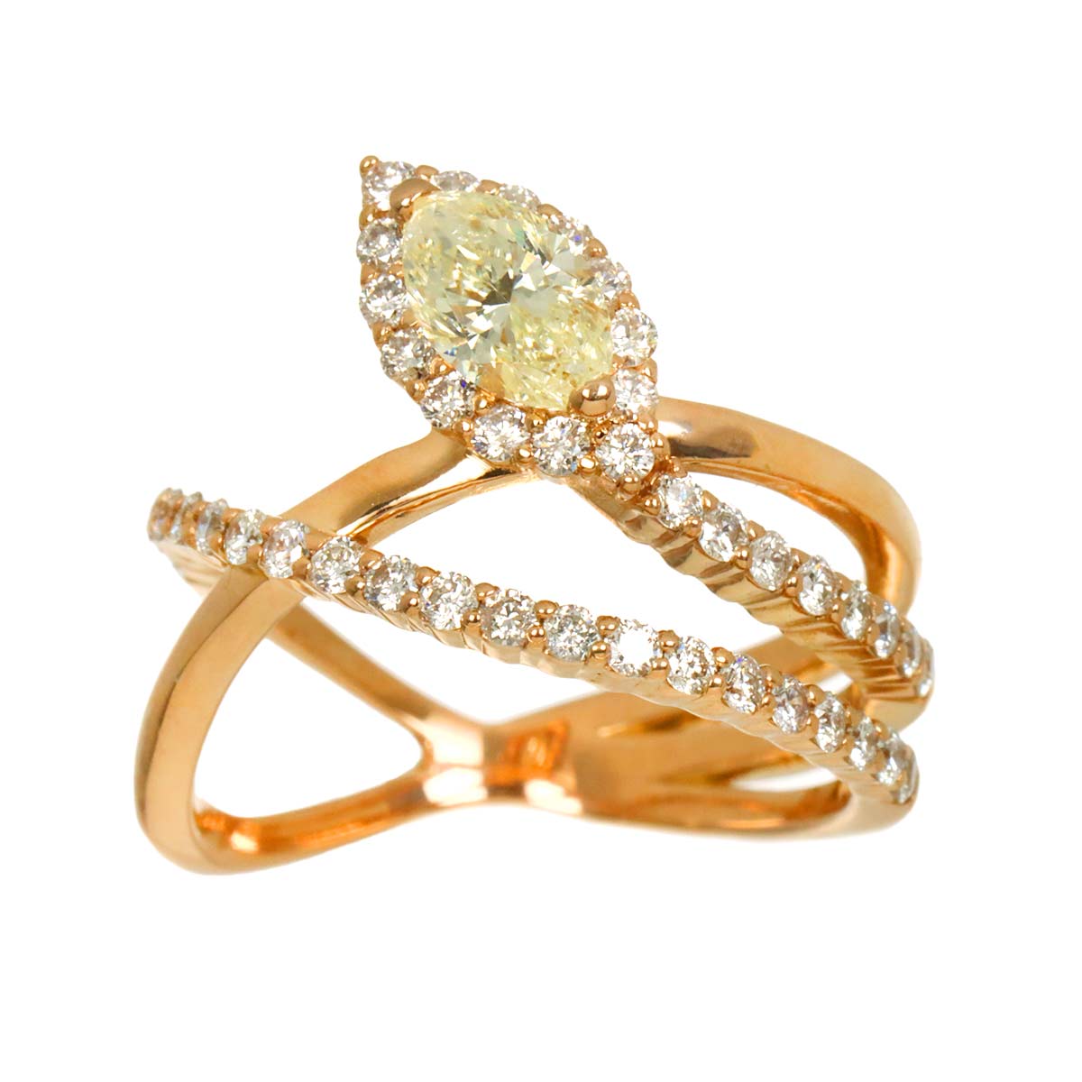 Diamond 0.64ct/0.586ct Ring 18K PG Pink Gold 750 Size5.25-5.5(US)