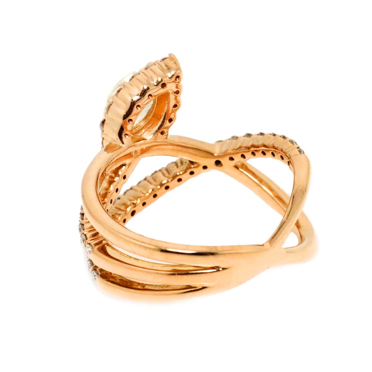 Diamond 0.64ct/0.586ct Ring 18K PG Pink Gold 750 Size5.25-5.5(US)