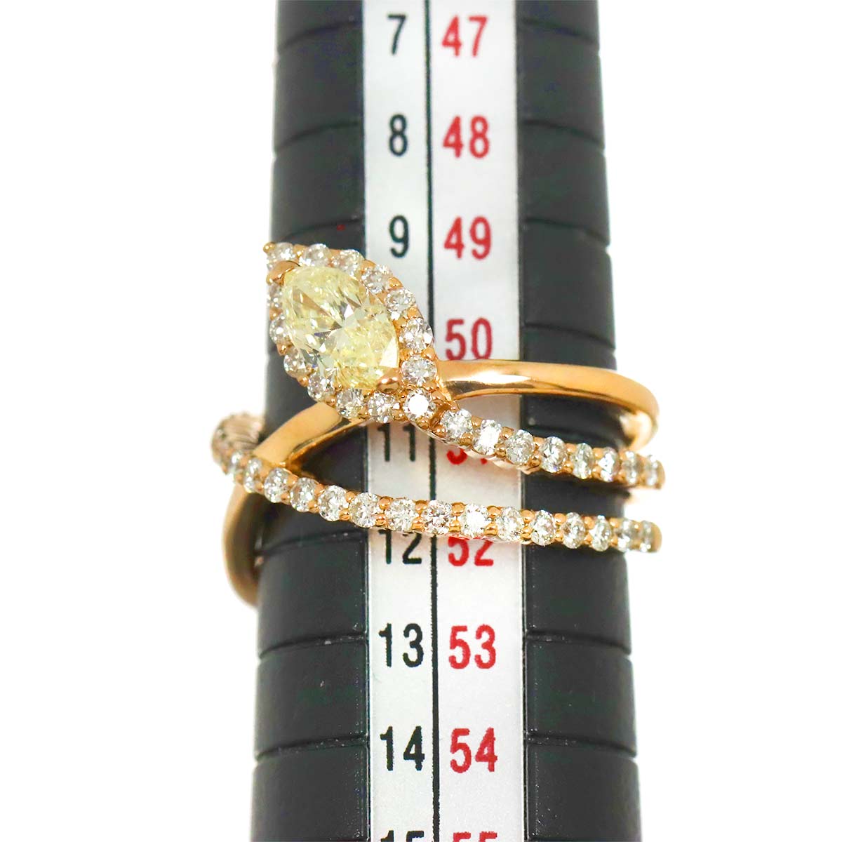 Diamond 0.64ct/0.586ct Ring 18K PG Pink Gold 750 Size5.25-5.5(US)