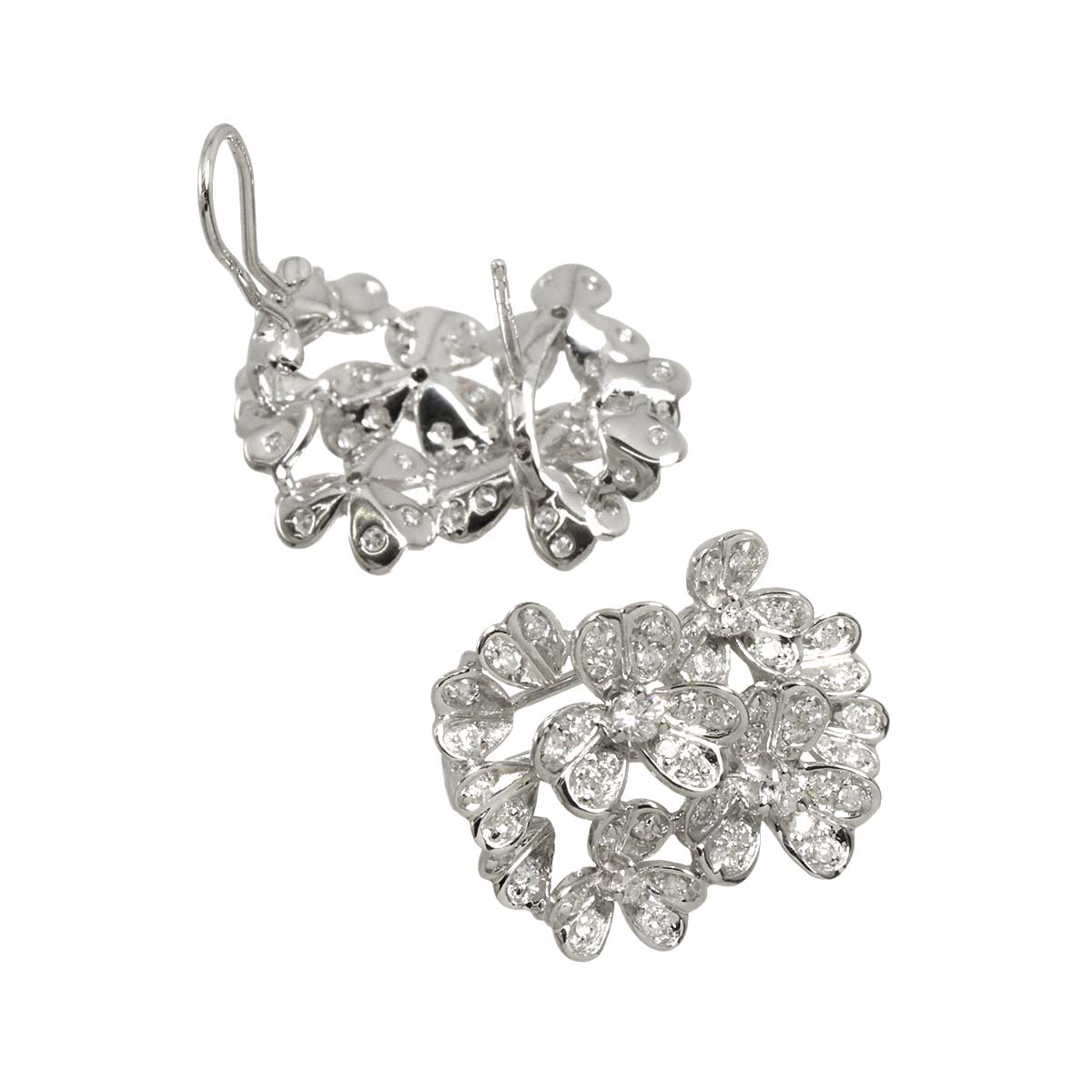 Diamond 0.87ct/0.87ct Earrings Pierced 18K K18 WG 750