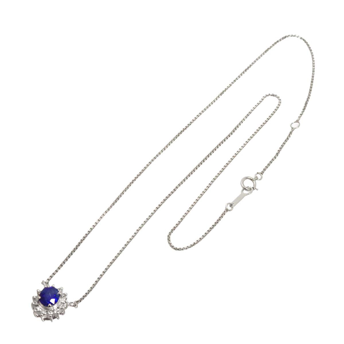 Sapphire 0.93ct Diamond 0.24ct Necklace Pt Platinum