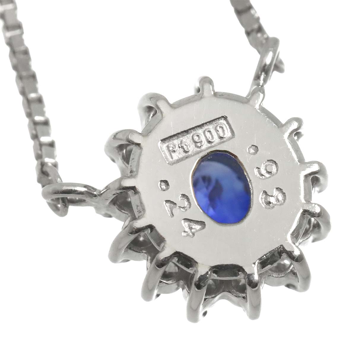 Sapphire 0.93ct Diamond 0.24ct Necklace Pt Platinum