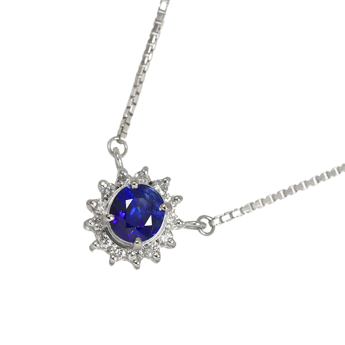 Sapphire 0.93ct Diamond 0.24ct Necklace Pt Platinum