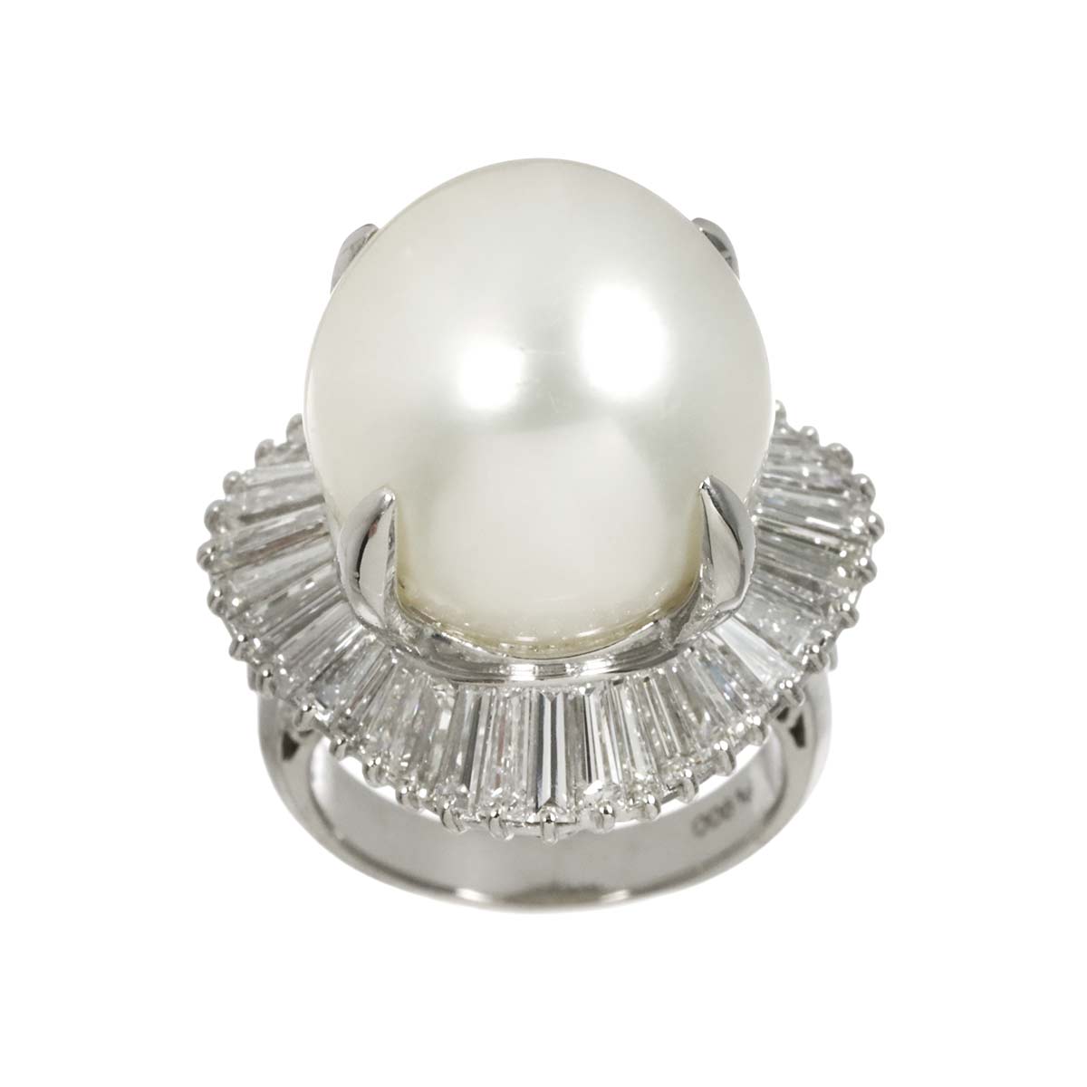 South Sea pearl 16.2mm Diamond 3.18ct Ring Pt Platinum size5.75-6(US)
