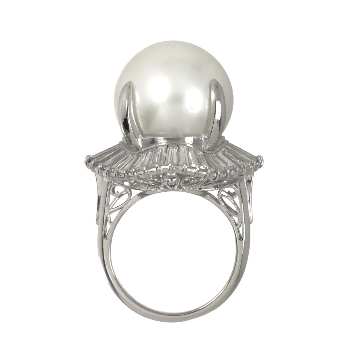 South Sea pearl 16.2mm Diamond 3.18ct Ring Pt Platinum size5.75-6(US)