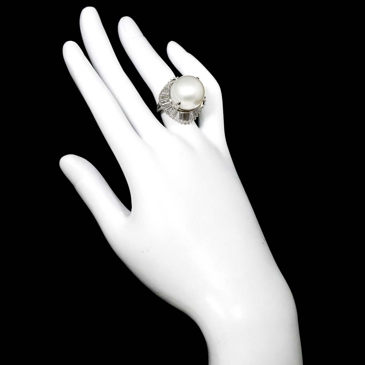 South Sea pearl 16.2mm Diamond 3.18ct Ring Pt Platinum size5.75-6(US)