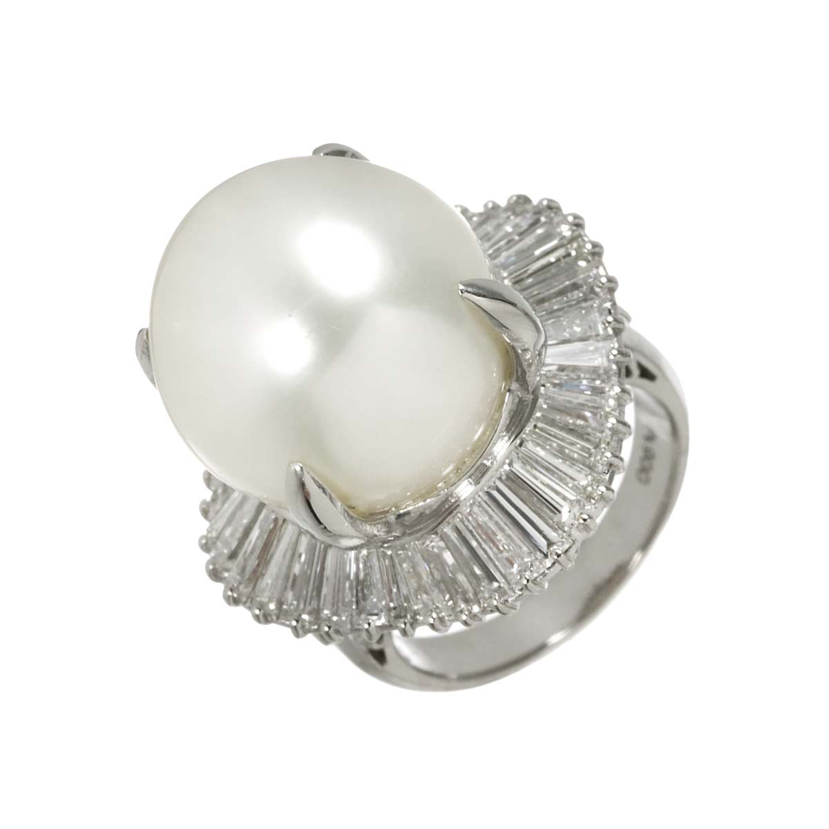 South Sea pearl 16.2mm Diamond 3.18ct Ring Pt Platinum size5.75-6(US)