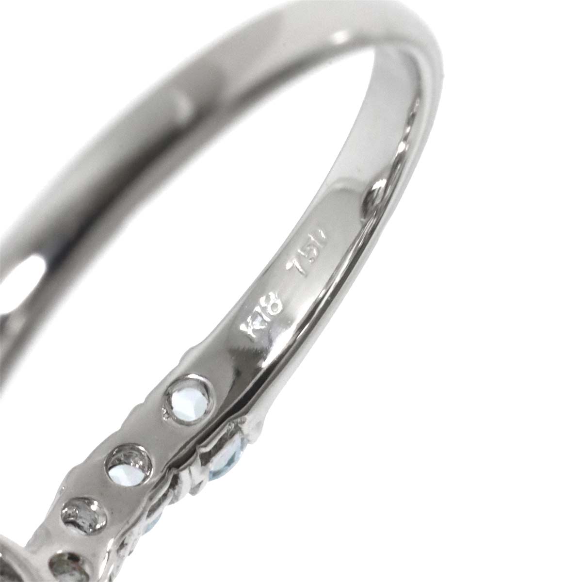 Aquamarine 2.09ct Diamond 0.17ct Ring 18K K18 WG White Gold size6(US)