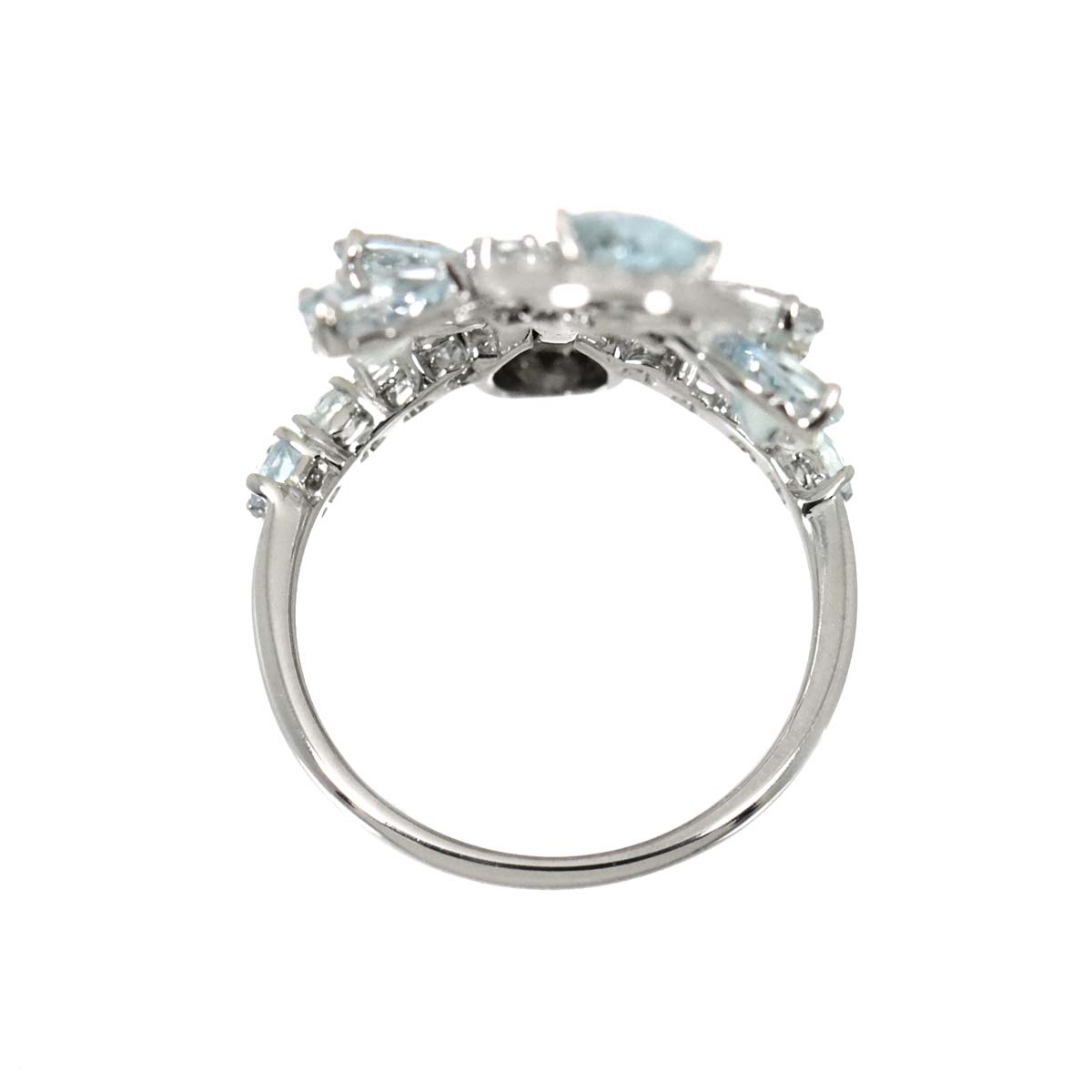 Aquamarine 2.09ct Diamond 0.17ct Ring 18K K18 WG White Gold size6(US)