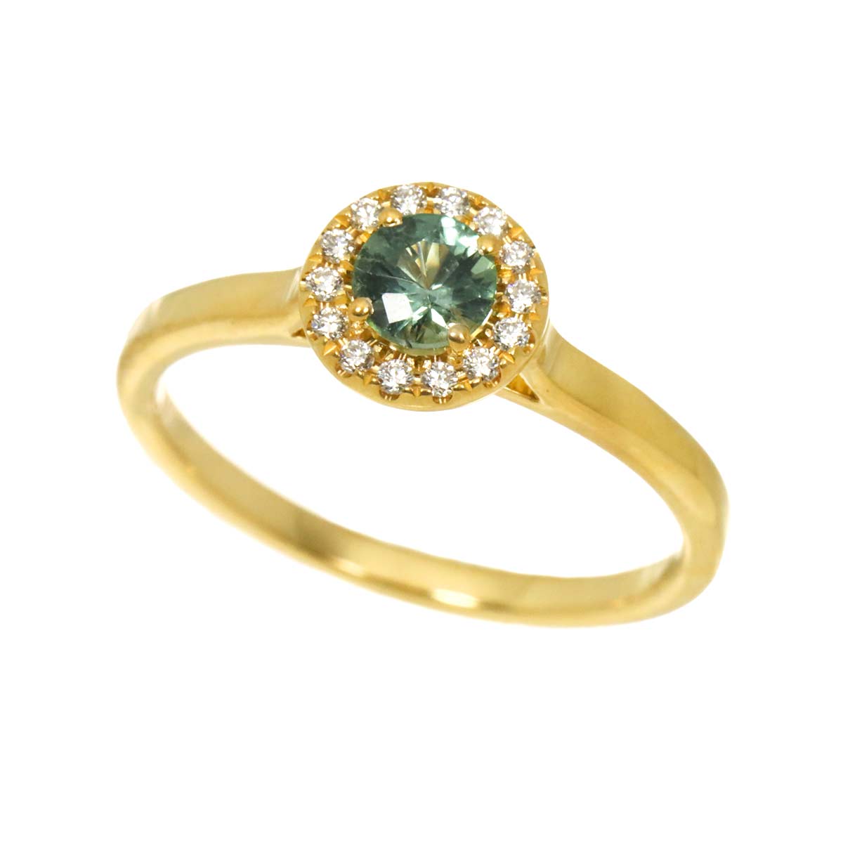 Sapphire Diamond Ring 18K YG 750 size4.5(US)