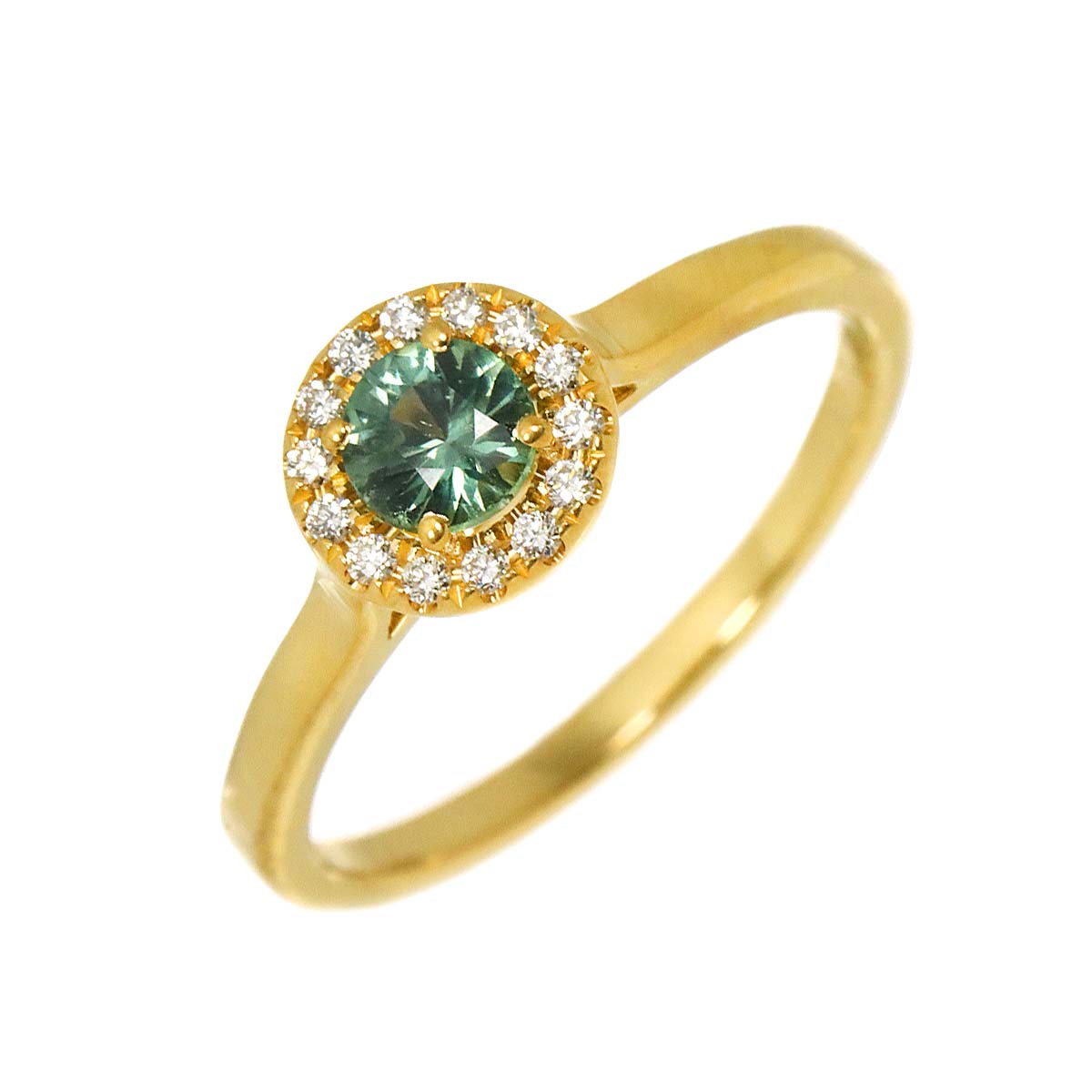 Sapphire Diamond Ring 18K YG 750 size4.5(US)
