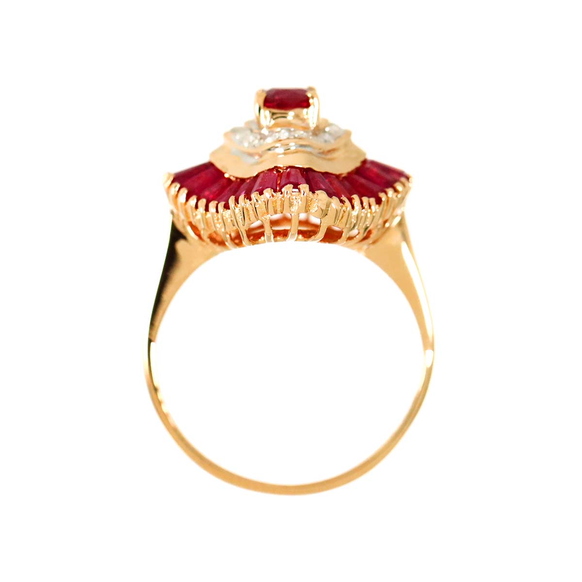 Ruby 2.10ct Diamond 0.12ct Ring 18K PG Pink Gold 750 Size4.5(US)