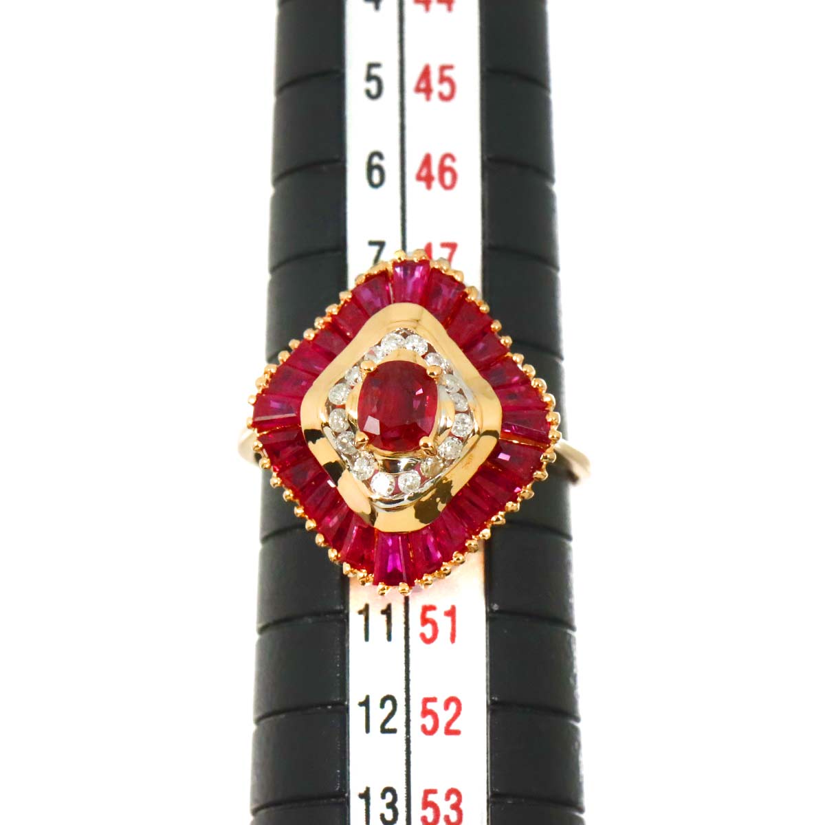 Ruby 2.10ct Diamond 0.12ct Ring 18K PG Pink Gold 750 Size4.5(US)
