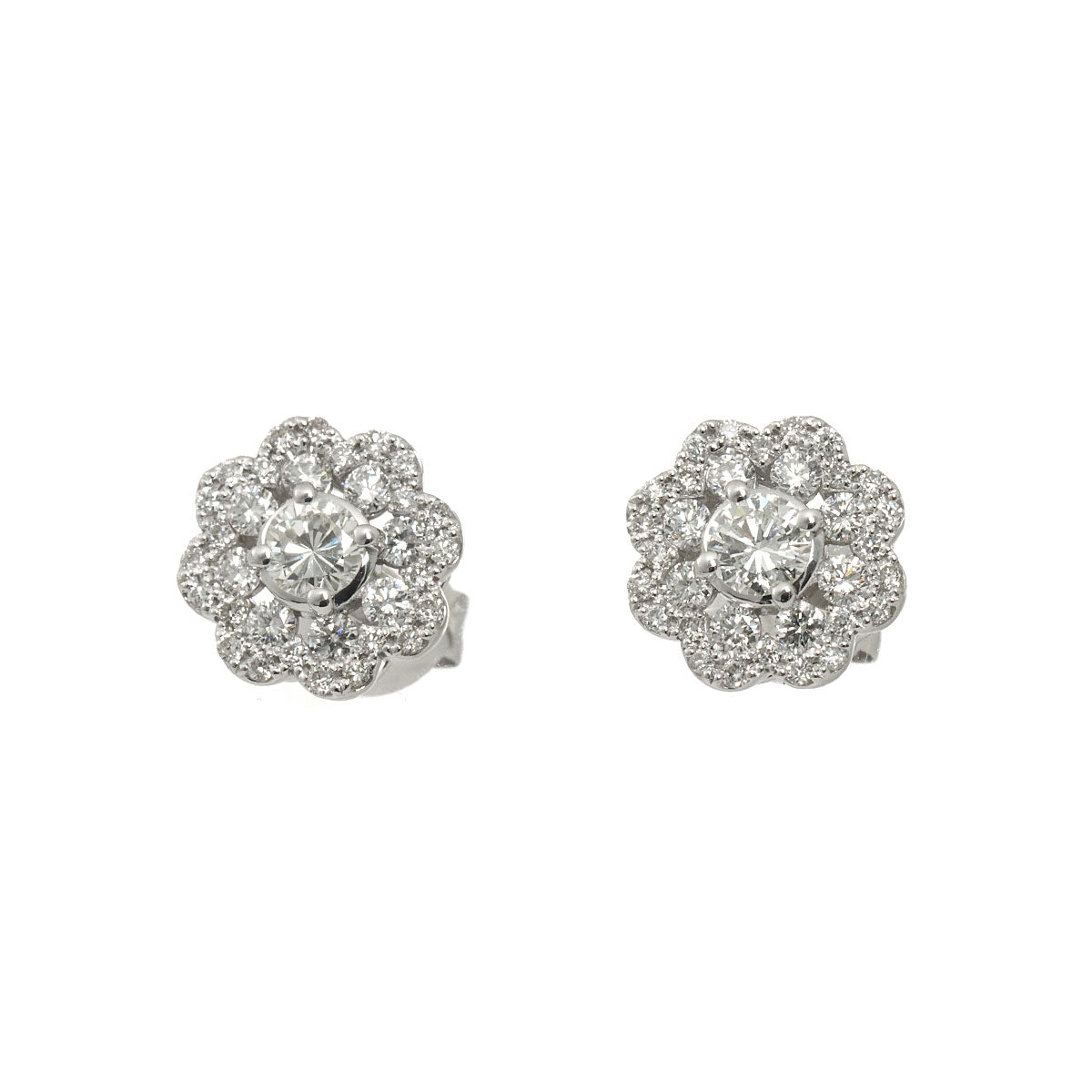 Diamond 0.50ct/0.50ct Earrings Pierced 18K WG 750