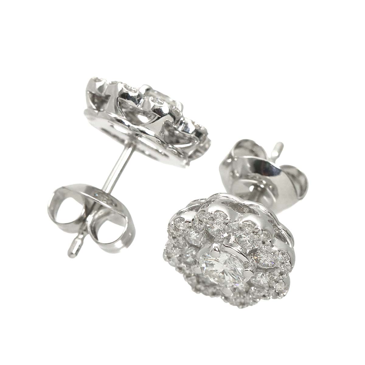 Diamond 0.50ct/0.50ct Earrings Pierced 18K WG 750