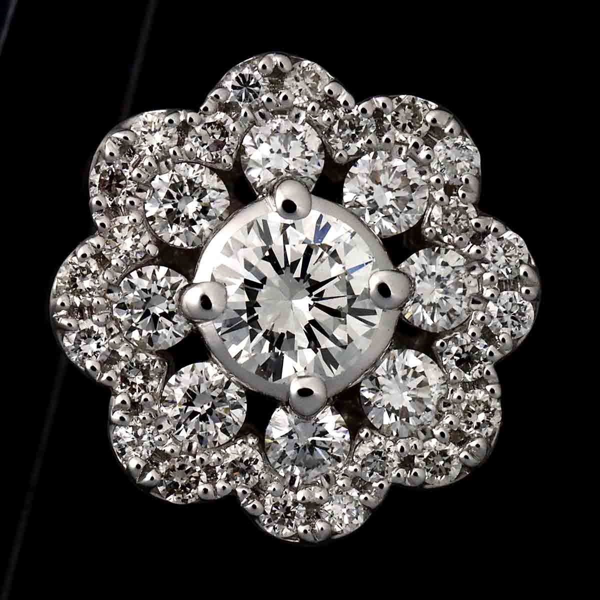 Diamond 0.50ct/0.50ct Earrings Pierced 18K WG 750