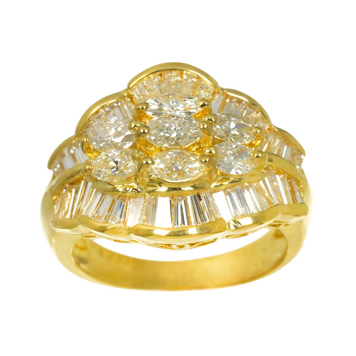 Diamond 2.30ct Ring 18K YG Yellow Gold 750 Size6-6.25(US)