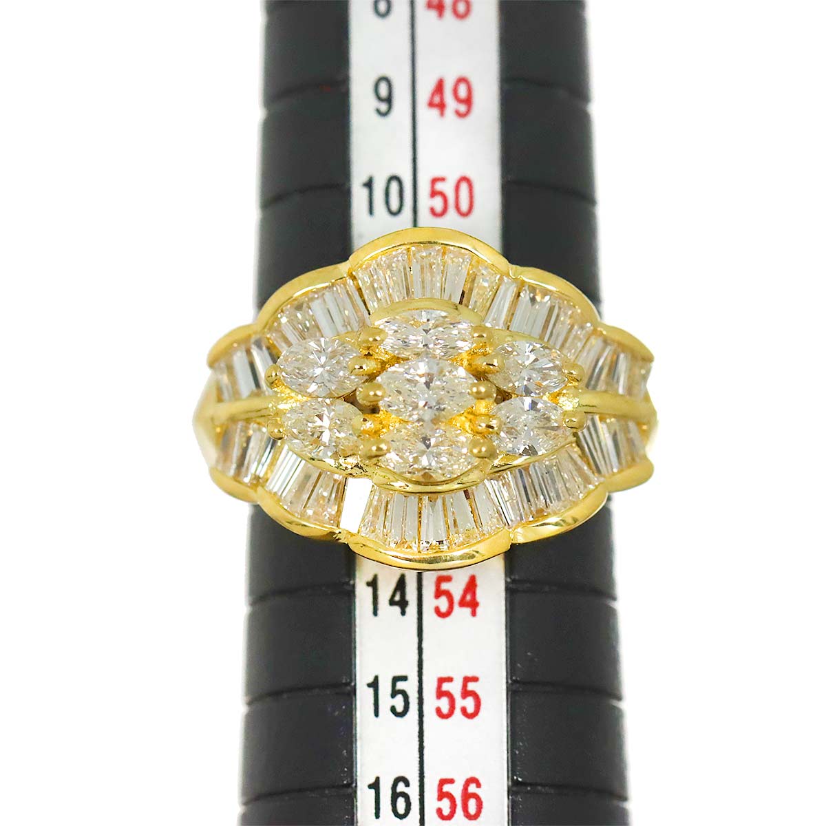 Diamond 2.30ct Ring 18K YG Yellow Gold 750 Size6-6.25(US)
