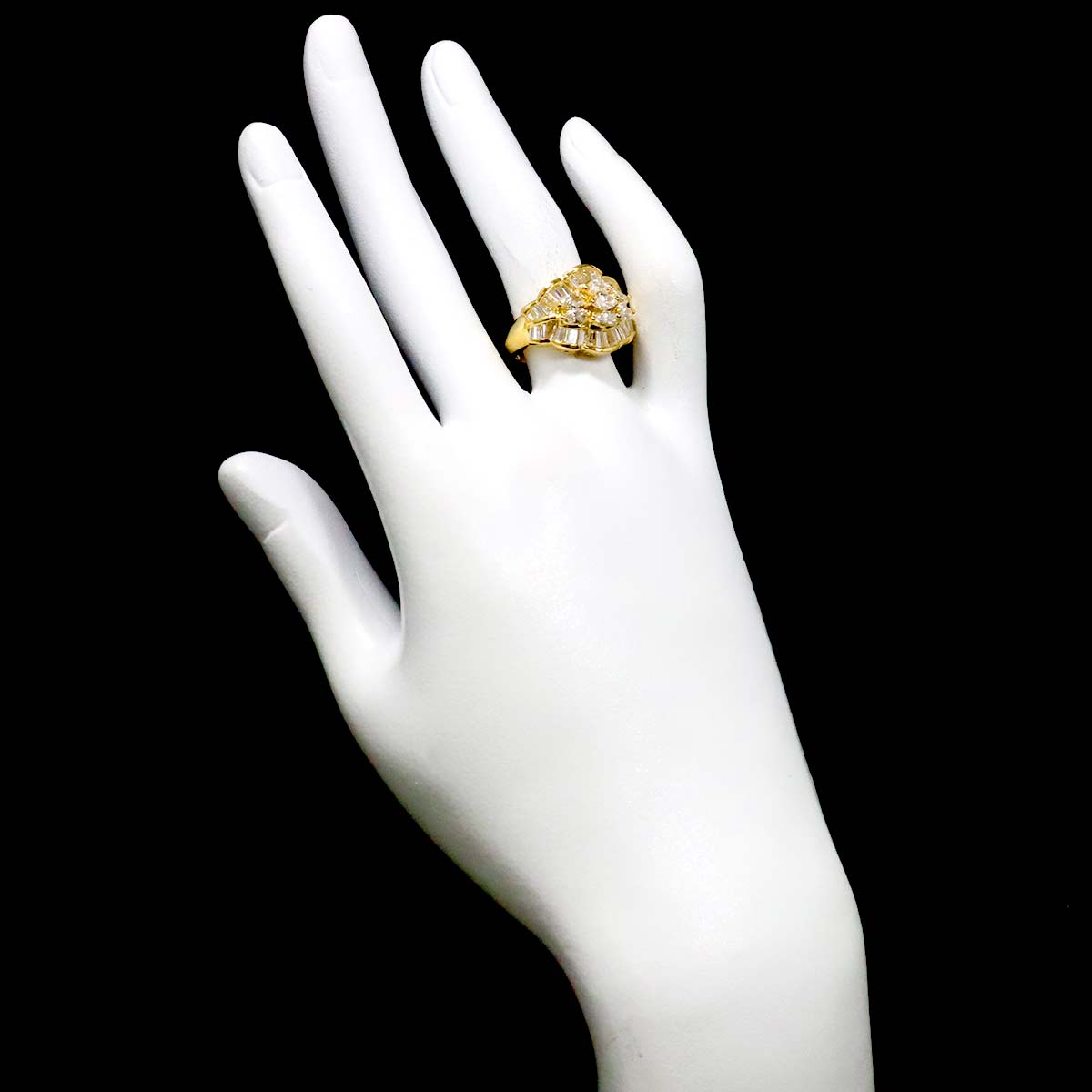 Diamond 2.30ct Ring 18K YG Yellow Gold 750 Size6-6.25(US)