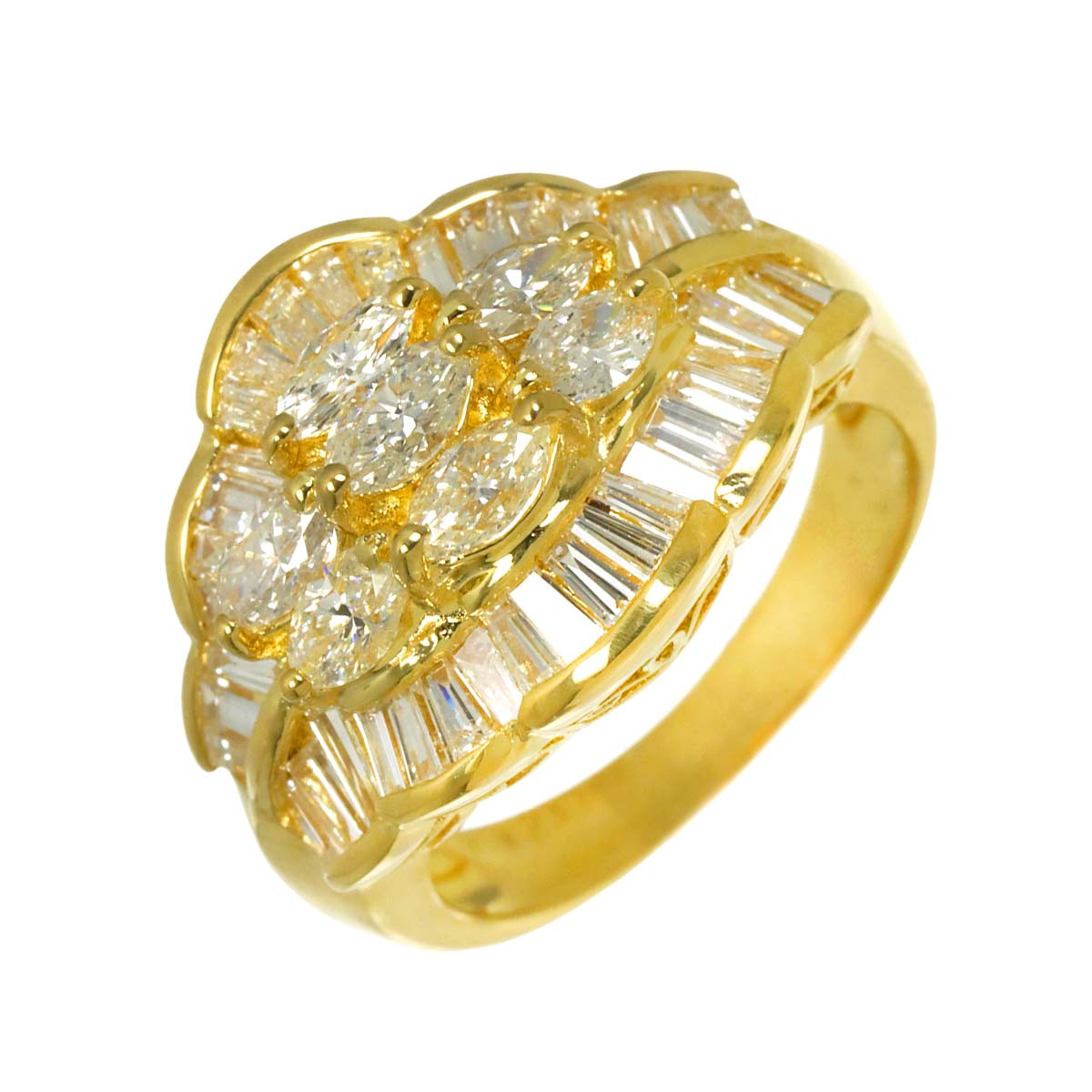 Diamond 2.30ct Ring 18K YG Yellow Gold 750 Size6-6.25(US)